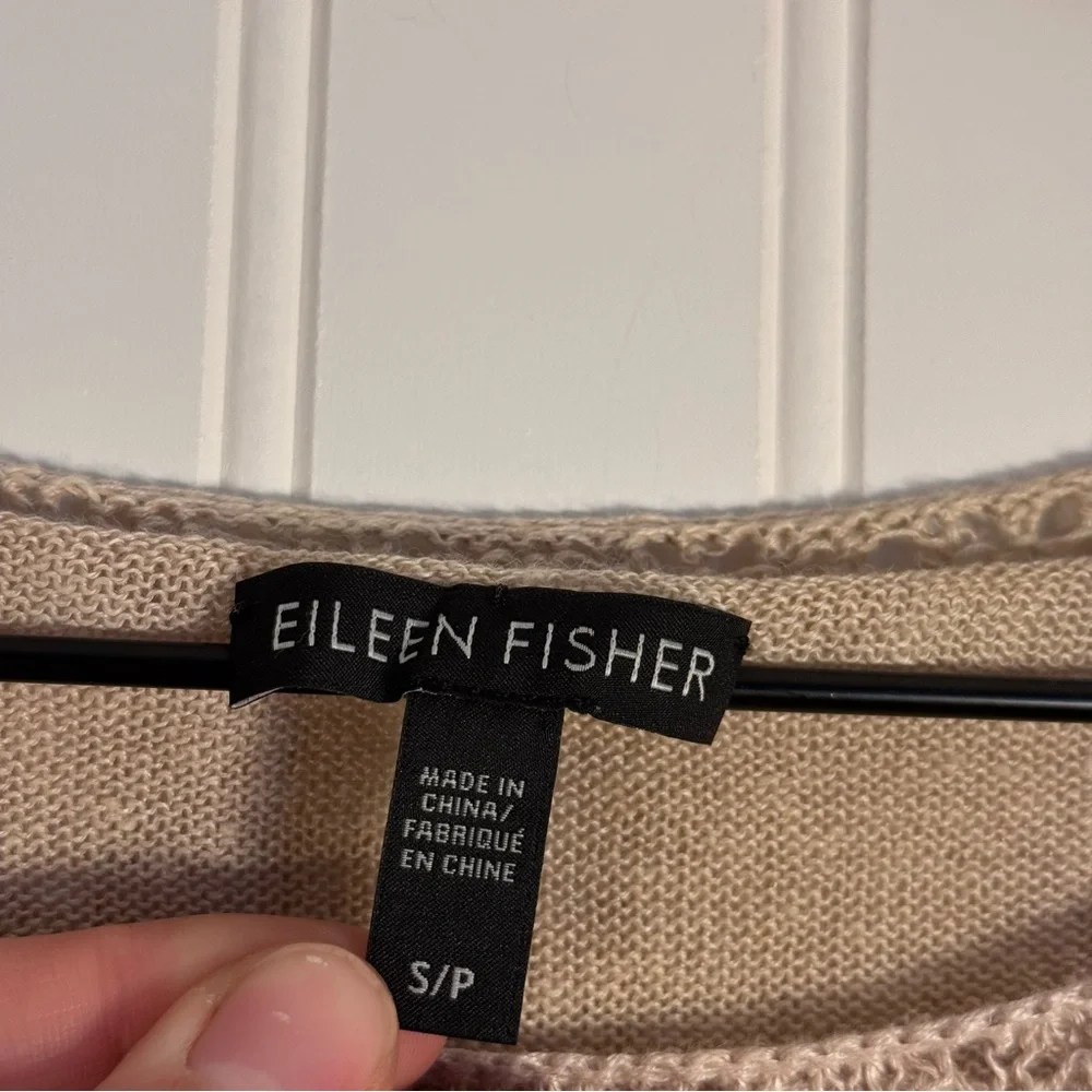 Eileen Fisher 100% Organic Linen Beige Knit Long Sleeve Women’s Size Small - Picture 6 of 11